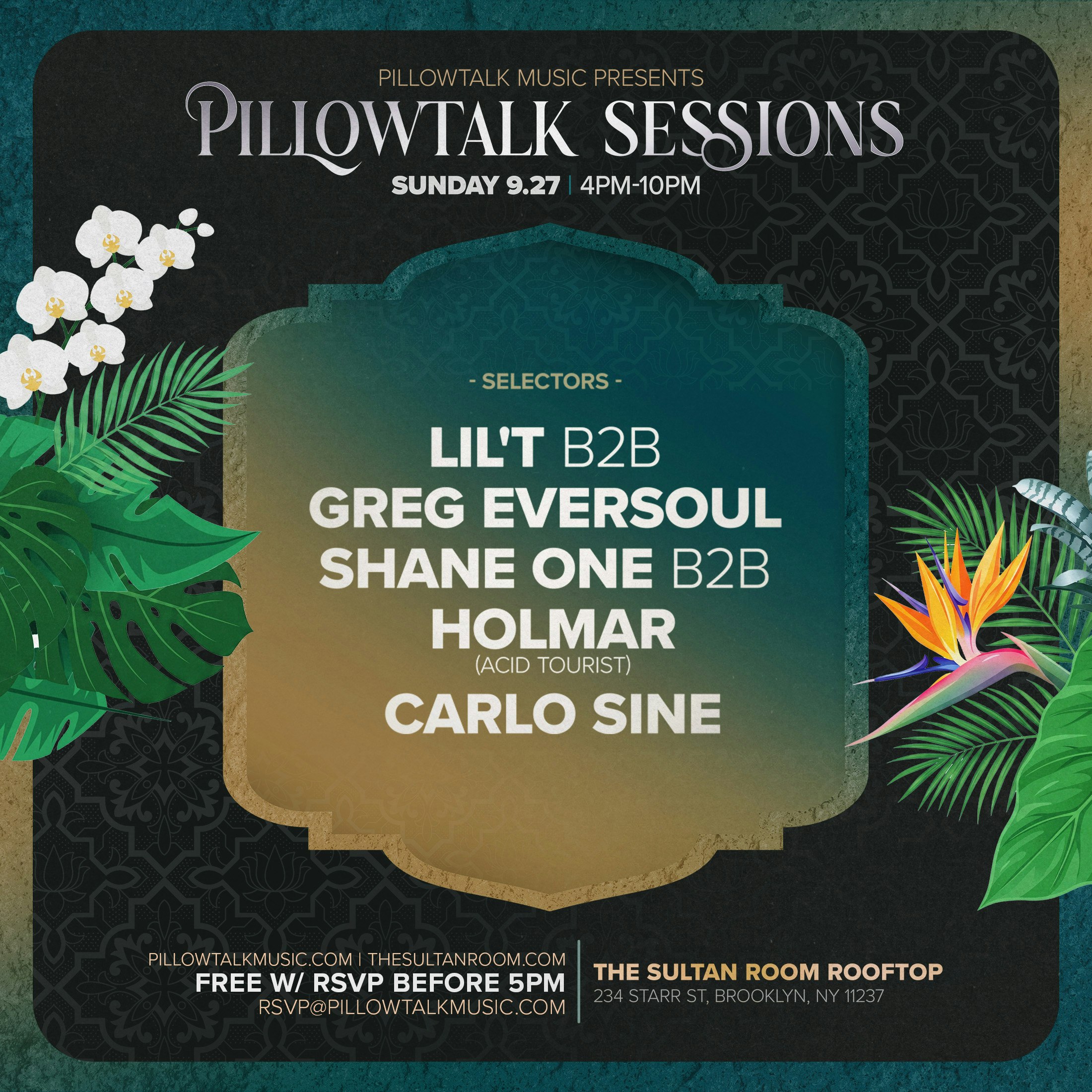 Pillow Talk Sessions ft. Lil'T B2B Greg Eversoul, Shane One B2B Holmar, Carlo Sine