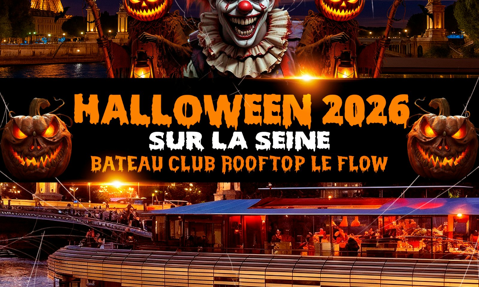Halloween Boat Rooftop club party hanté géante