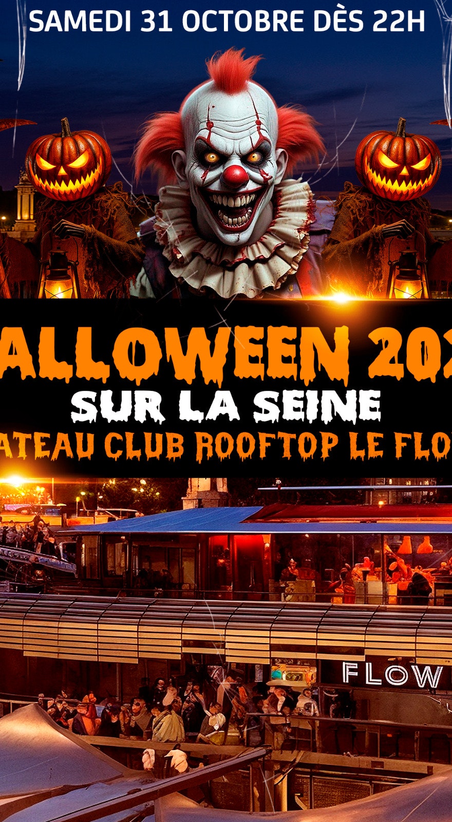 Halloween Boat Rooftop club party hanté géante