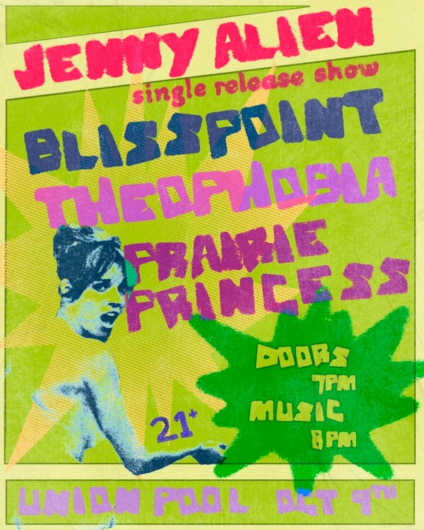 Jenny Alien (single release) • Blisspoint • Theophobia • Prairie Princess
