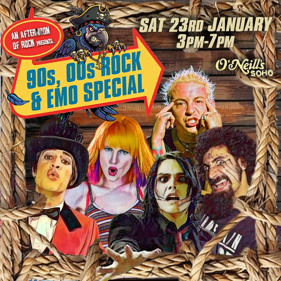 LONDON An Afternoon of Emo & 90s, 00s Rock: Sat 23rd January, 3pm-7pm