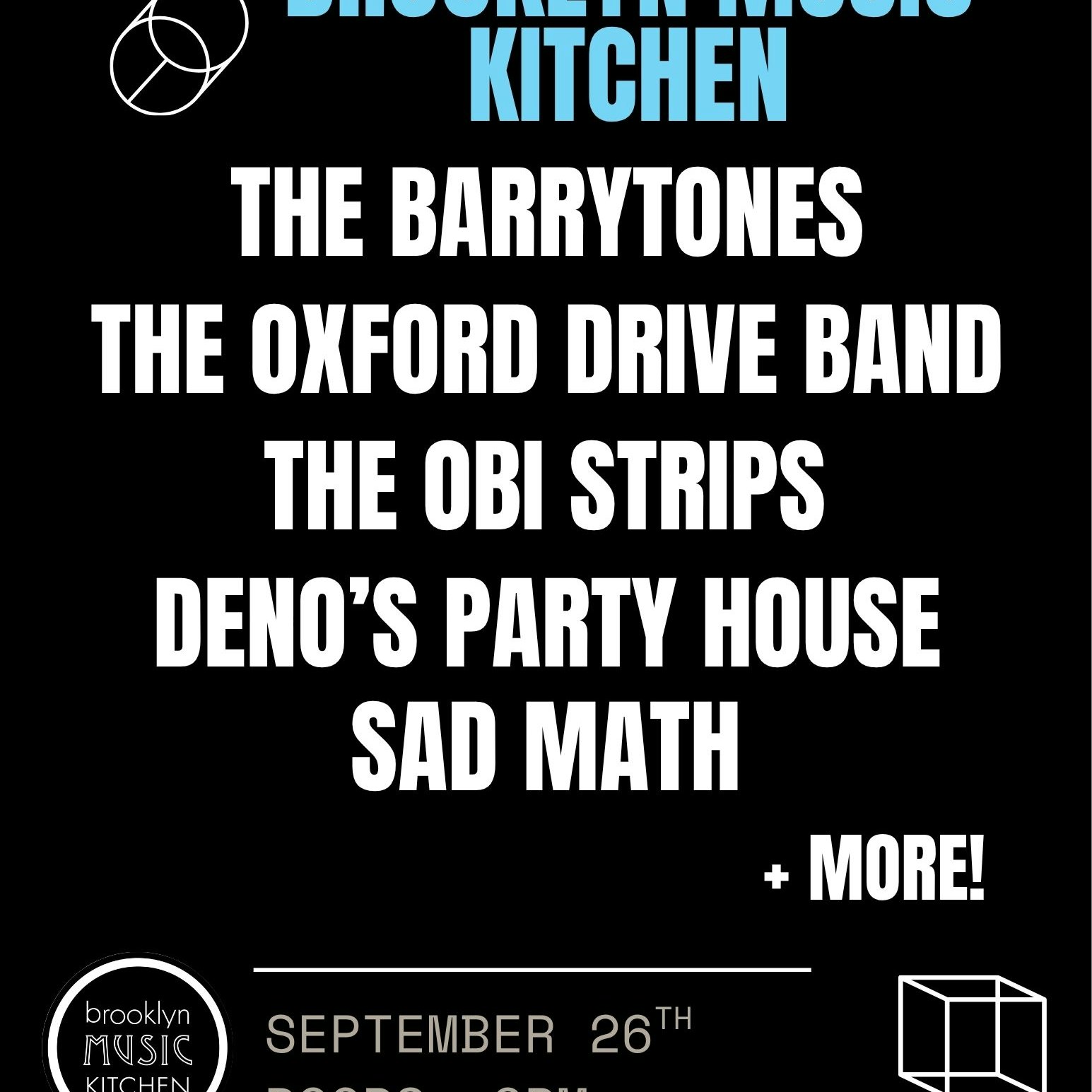 LEOPARD, The Barrytones, The Oxford Drive Band, The Obi Strips, Deno's Party House, Sad Math