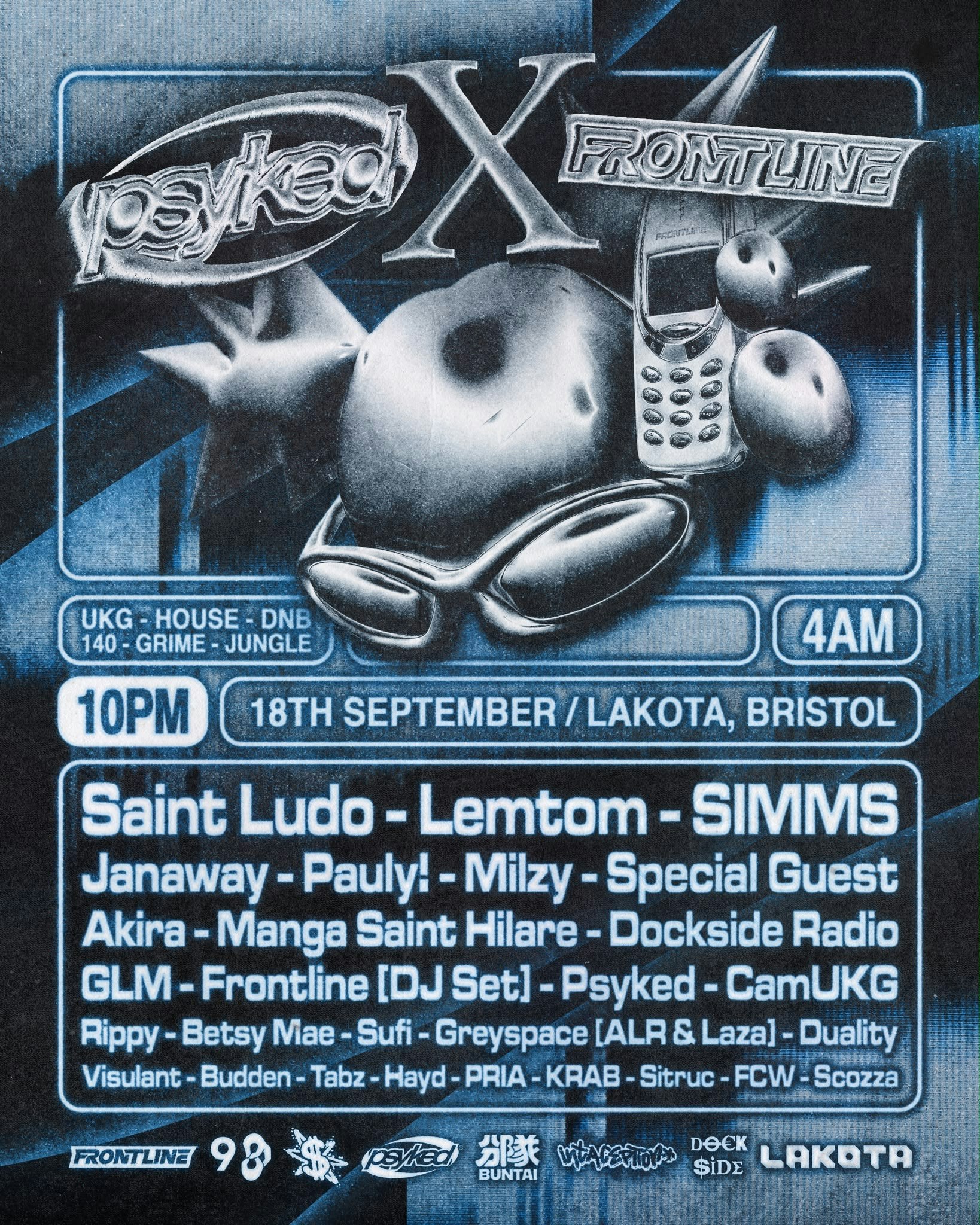 Psyked x Frontline: Saint Ludo, SIMMS + MANY MORE at Lakota, Bristol