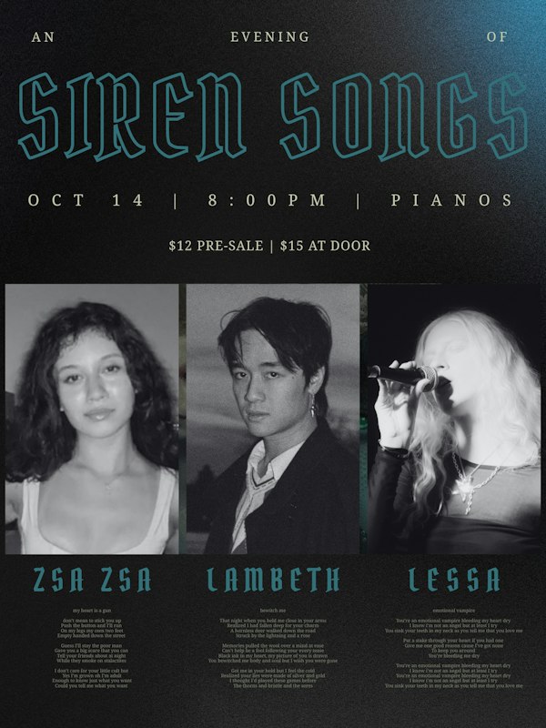 An Evening of Siren Sounds: Zsa Zsa • Lambeth • Lessa