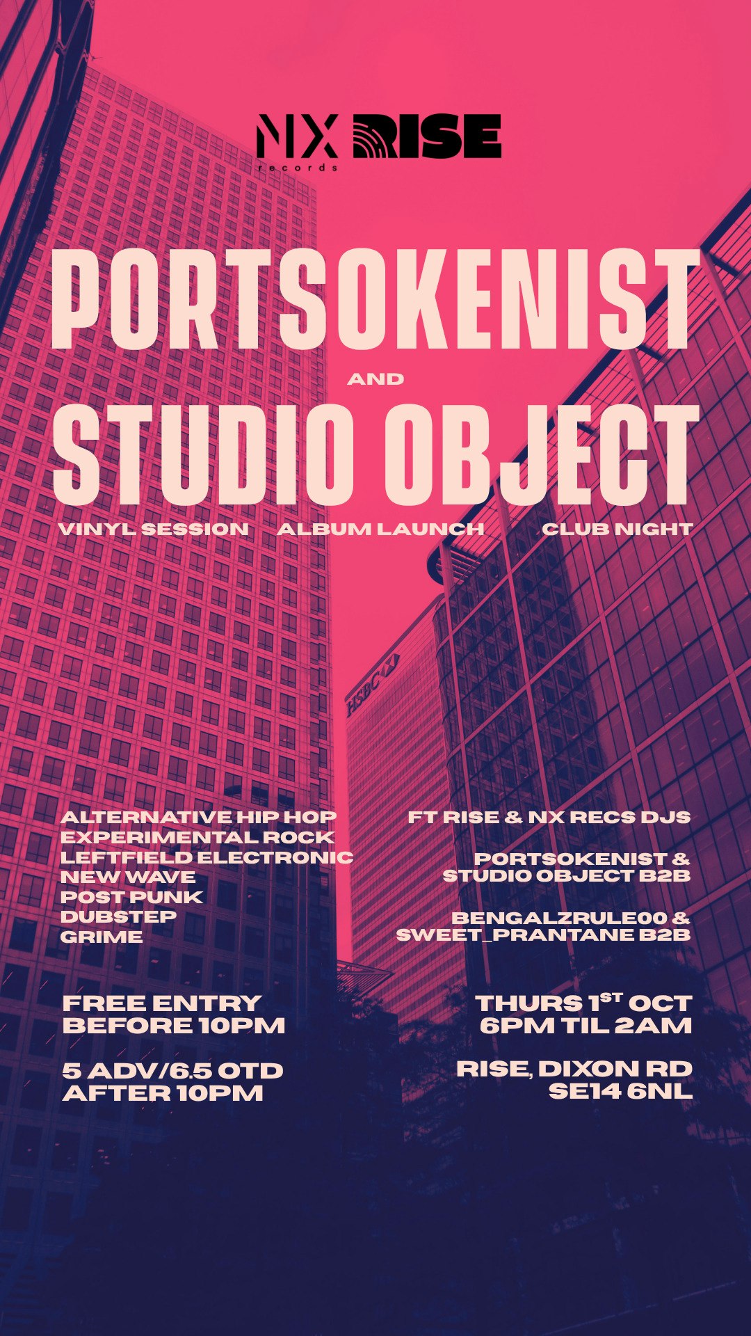 Portsokenist X Studio Object: Listening Party and Club Night at Rise, London