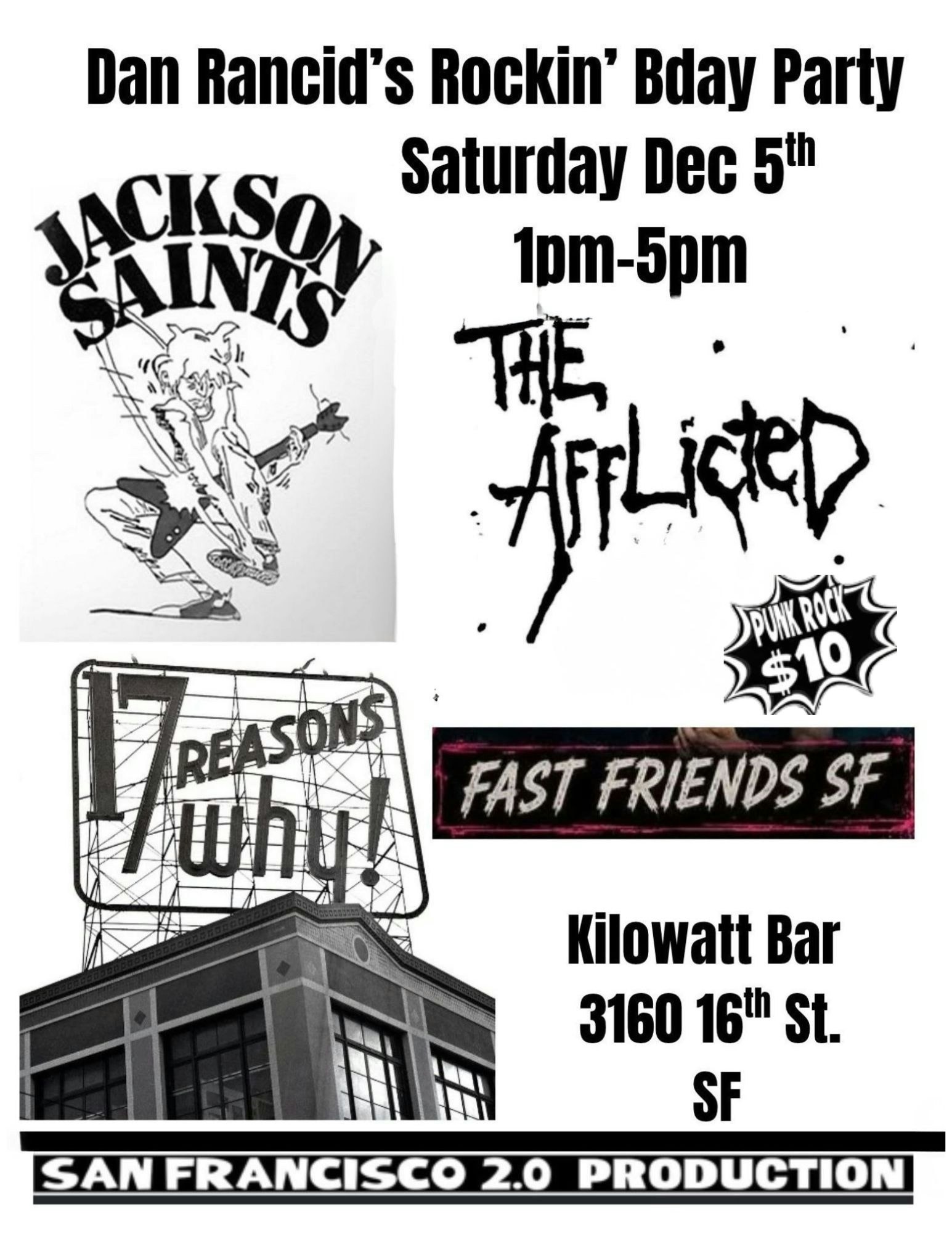 Official event artwork for Dan Rancid's Rockin' Bday Party!