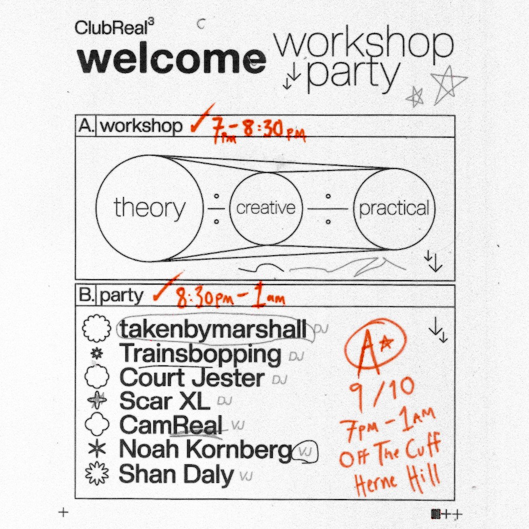 ClubReal³ Welcome: Workshop and Party at Off The Cuff, London