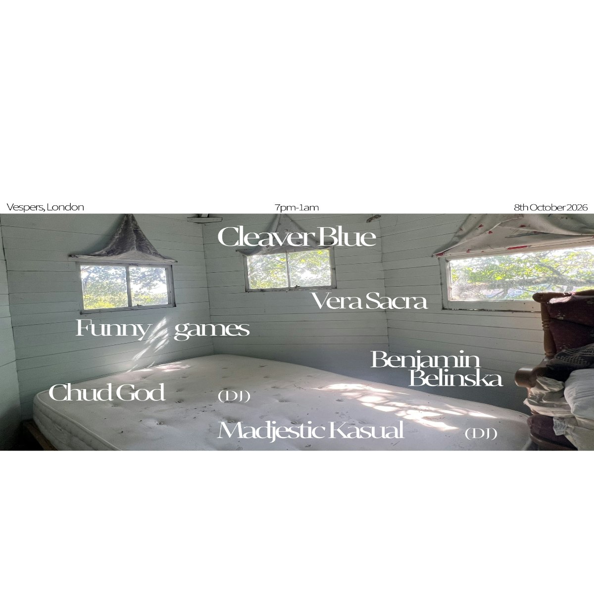 Cleaver Blue, Vera Sacra, Madjestic Kasual + more at Vespers, London