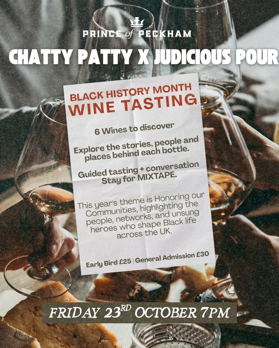 CHATTY PATTY X JUDICIOUS POURS: WINE TASTING at Prince of Peckham, London