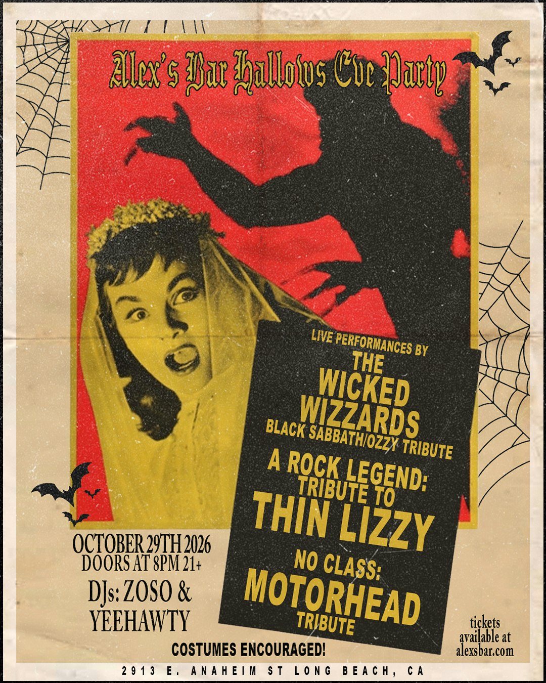 Hallows Eve Party w/ The Wicked Wizzards (Black Sabbath/Ozzy Tribute) + A Rock Legend (Thin Lizzy Tribute) + No Class (Motörhead Tribute) + DJ Zoso + DJ Yeehawty