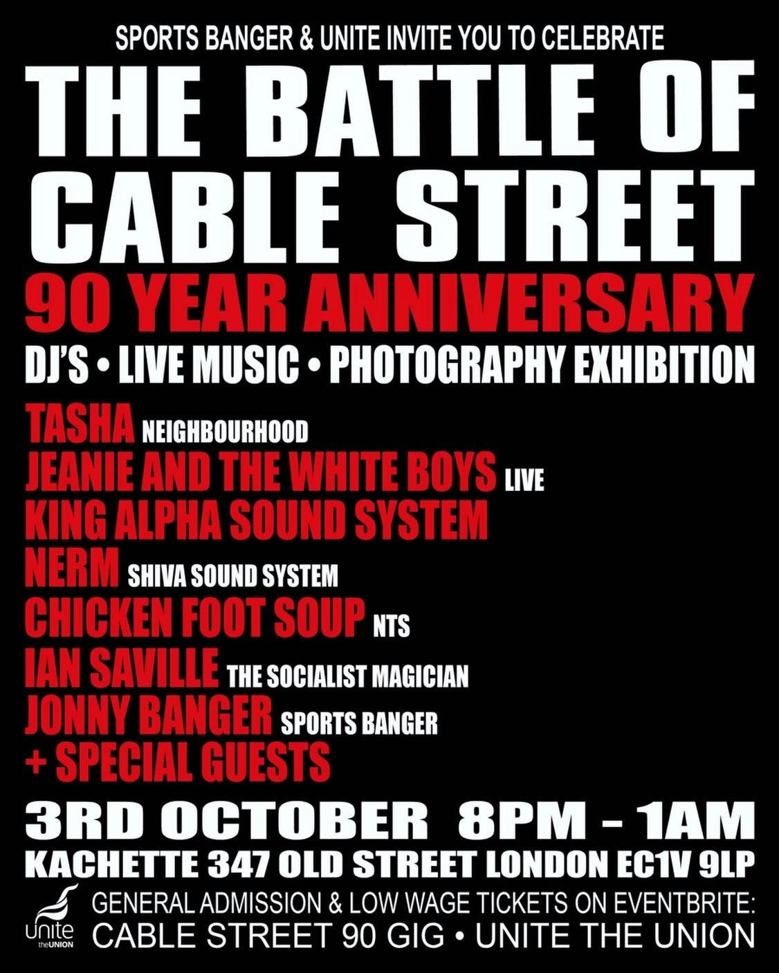Cable Street 90 Gig | SportsBanger & King Alpha at Kachette, London