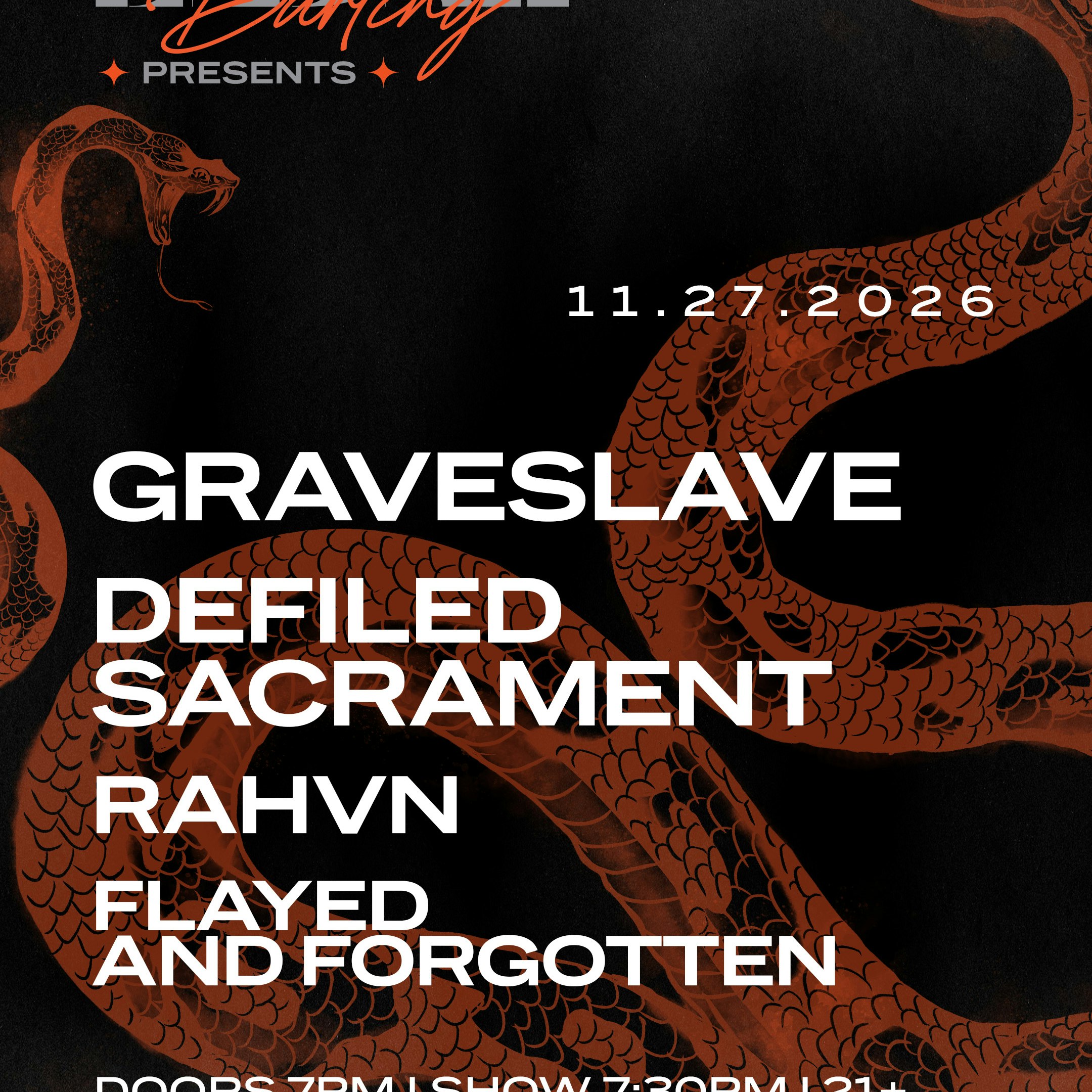 Graveslave, Defiled Sacrament, Rahvn, & Flayed and Forgotten