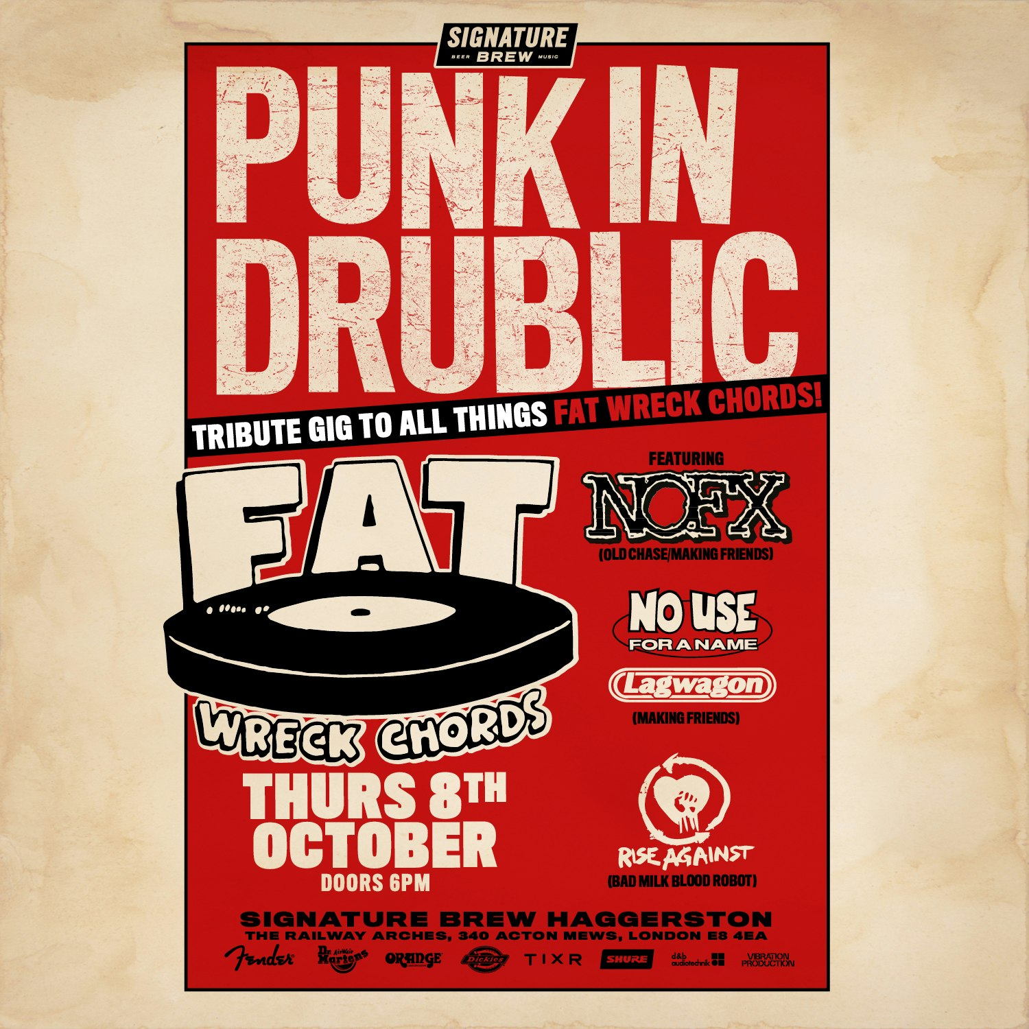 Punk In Drublic - A Tribute to Fat Wreck Chords | London at Signature Brew Haggerston, London
