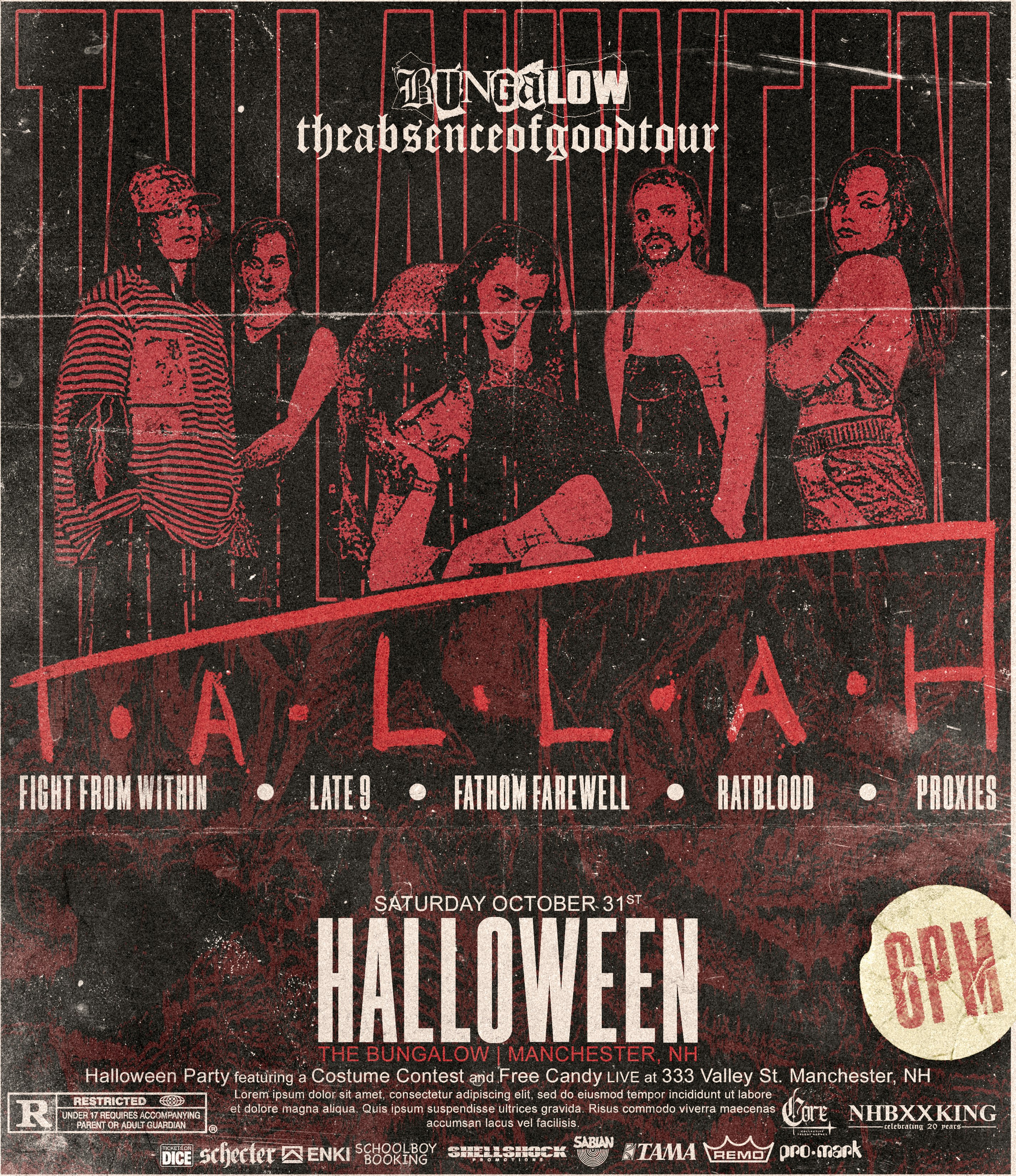 TALLAHWEEN with TALLAH, FIGHT FROM WITHIN & LATE 9 at The Bungalow Bar & Grill, Manchester