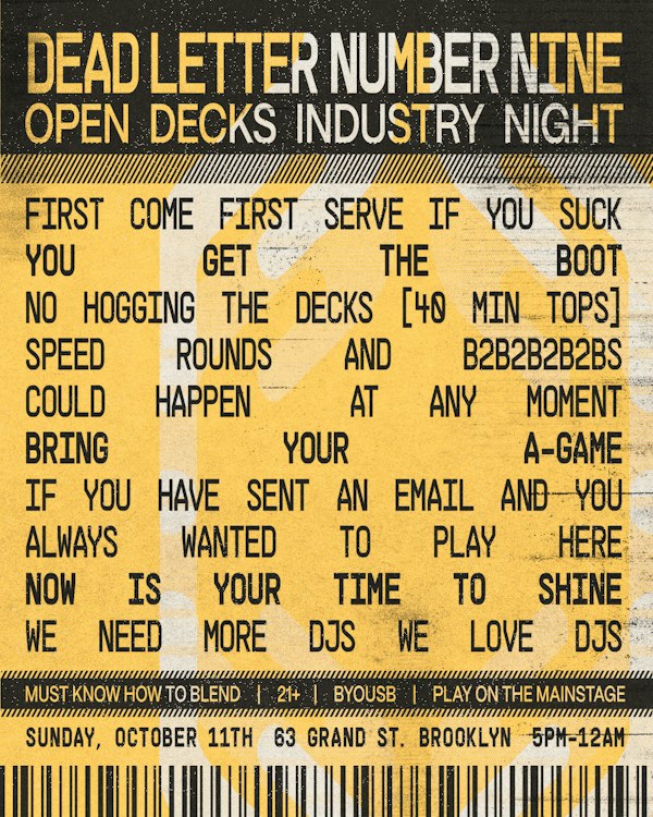 Open Decks + Industry Night | Sun, Oct 11th