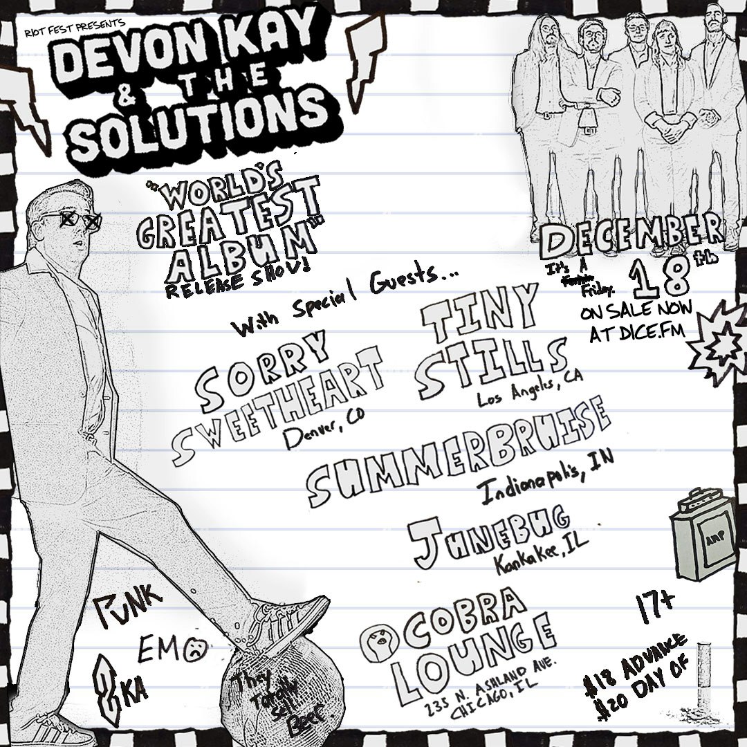 Devon Kay  & The Solutions "World's Greatest Album" Release Show w/ Sorry Sweetheart / Tiny Stills / Summerbruise / Junebug