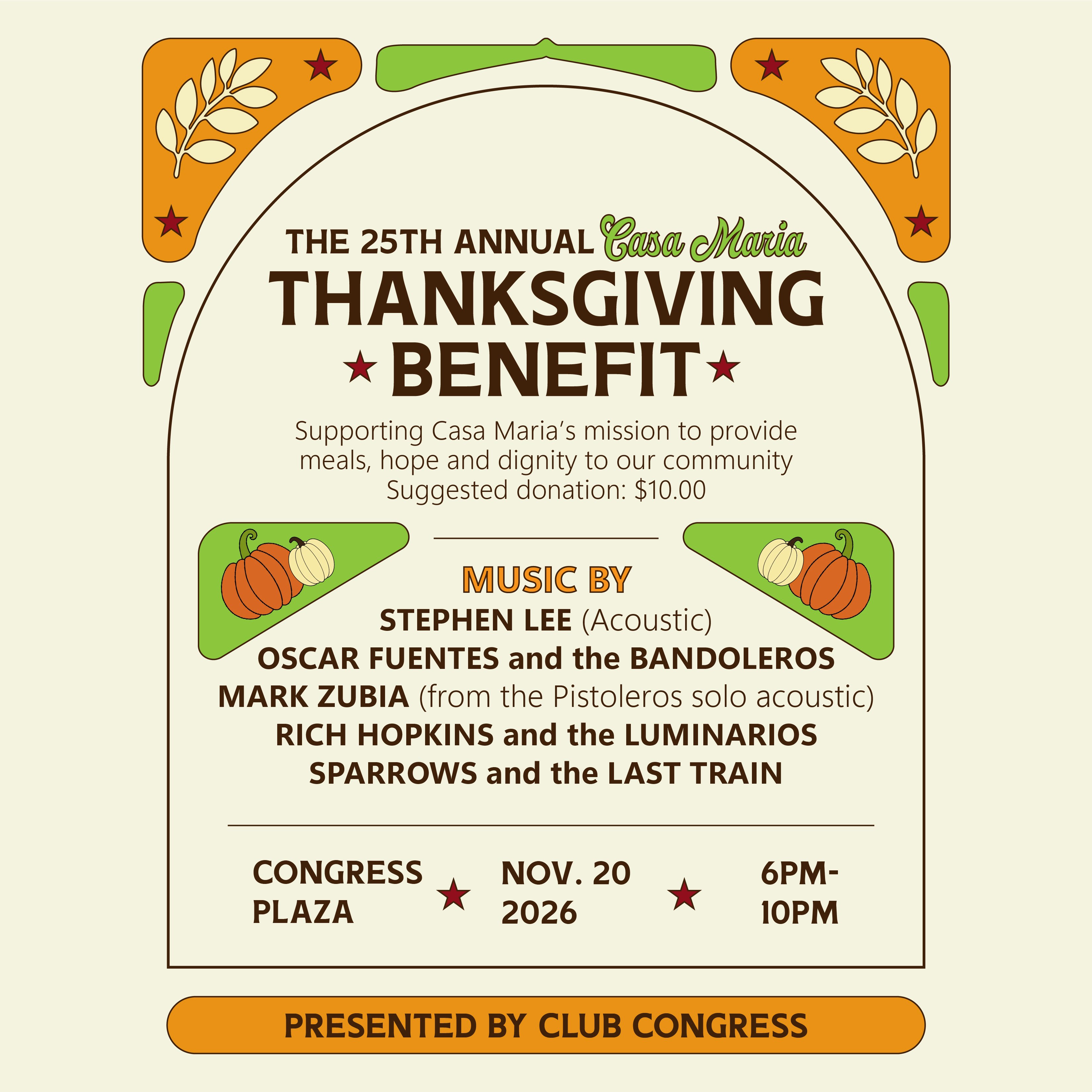 Casa Maria Annual Thanksgiving Benefit Show