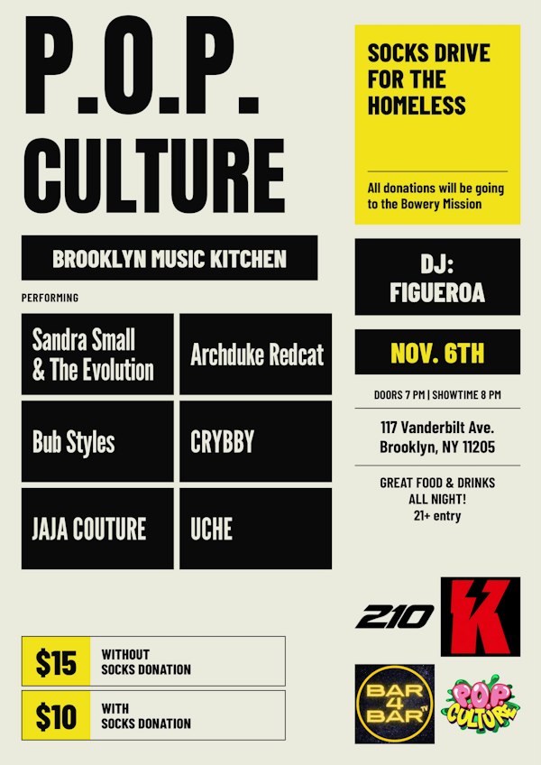 P.O.P. Culture: Live at Brooklyn Music Kitchen + Sock Drive