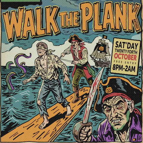 Walk the plank 3rd birthday Halloween party