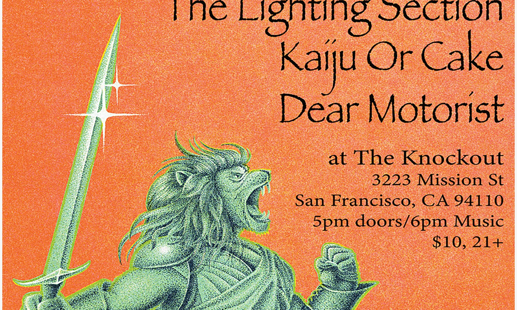 MATINEE SHOW : THE LIGHTING SECTION + KAIJU OR CAKE + DEAR MOTORIST