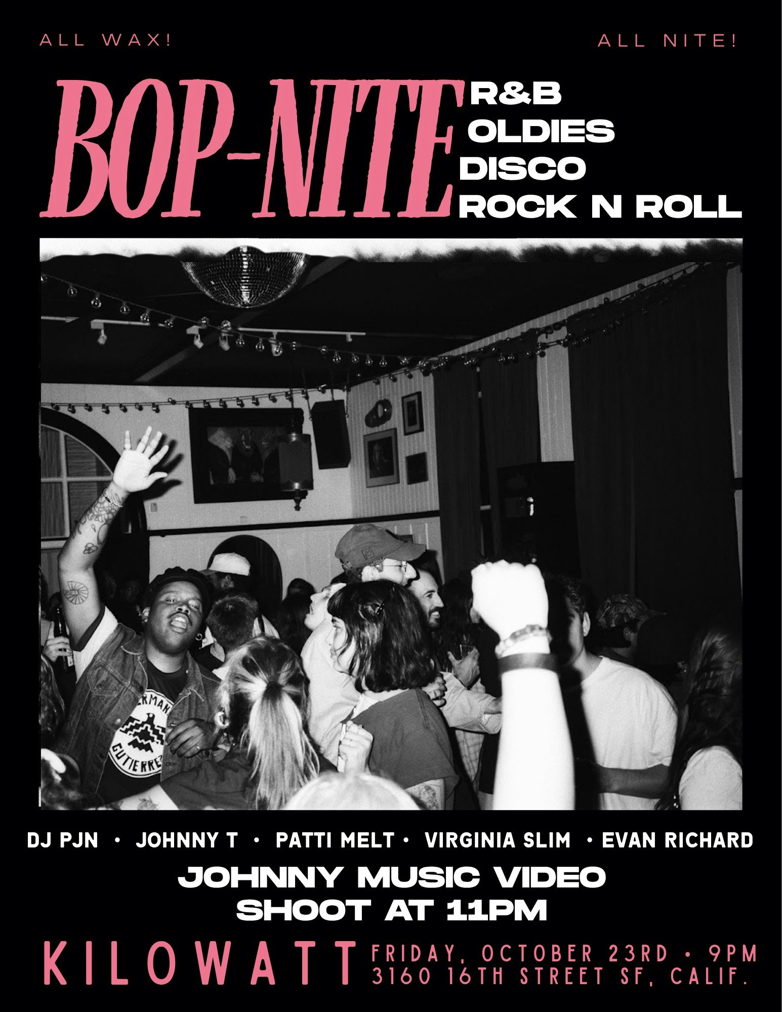 Official event artwork for Bop-Nite: R&B, Oldies, Garage and Rock n' Roll