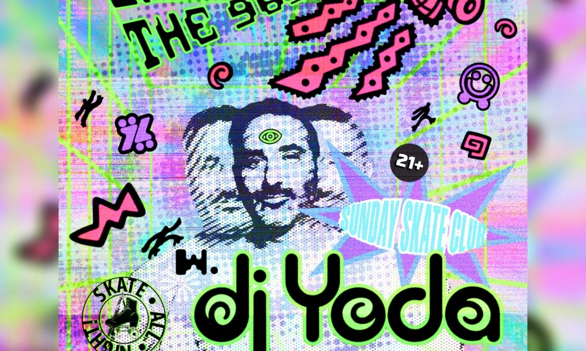 Flyer for Sunday Skate Club: Back to the 90s edition feat. DJ Yoda (Live AV Set), Dio Garcia | Club Flush: Vinyl Break Radio (skate)