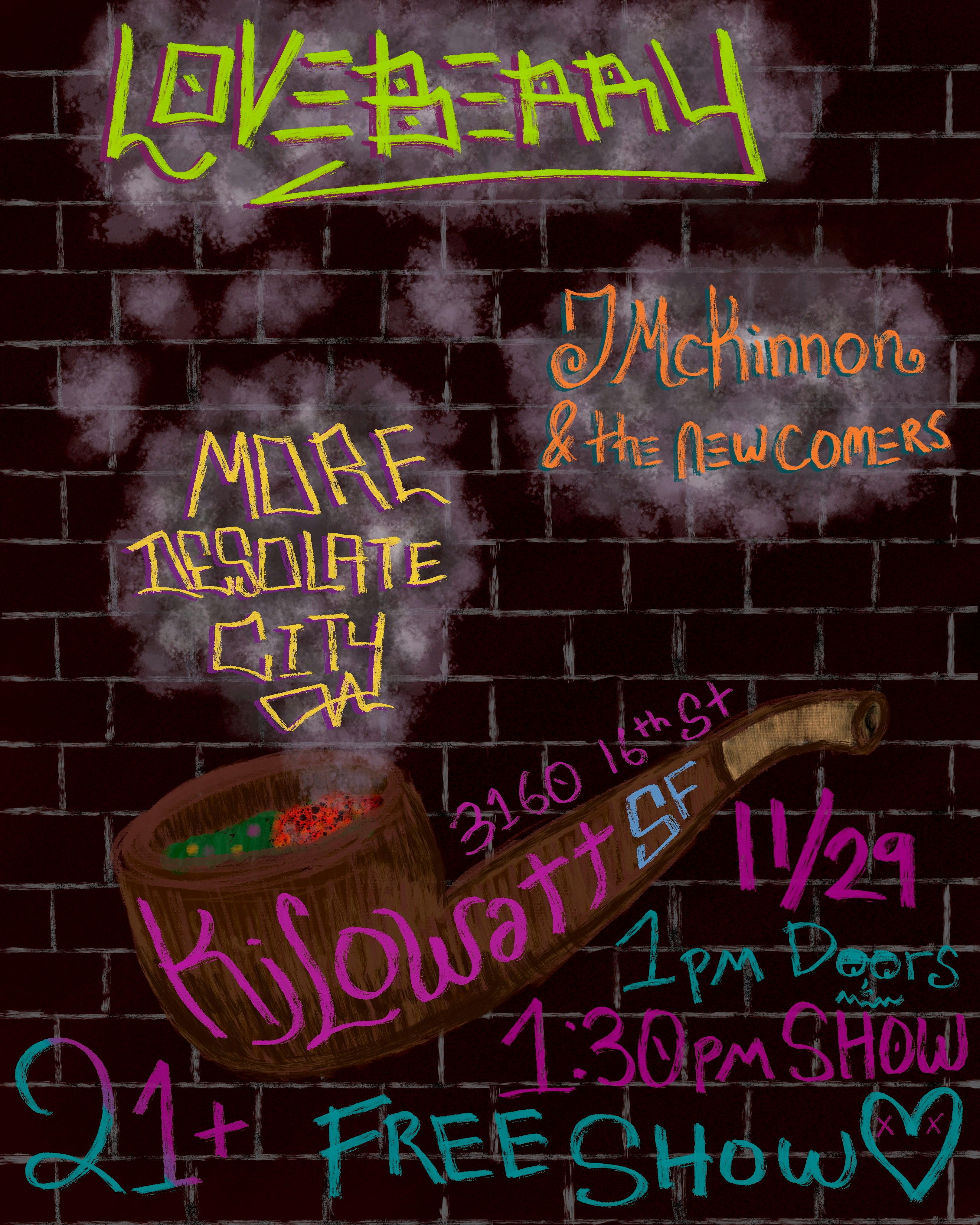 Official event artwork for Loveberry, J Mckinnon & The Newcomers and more desolate city